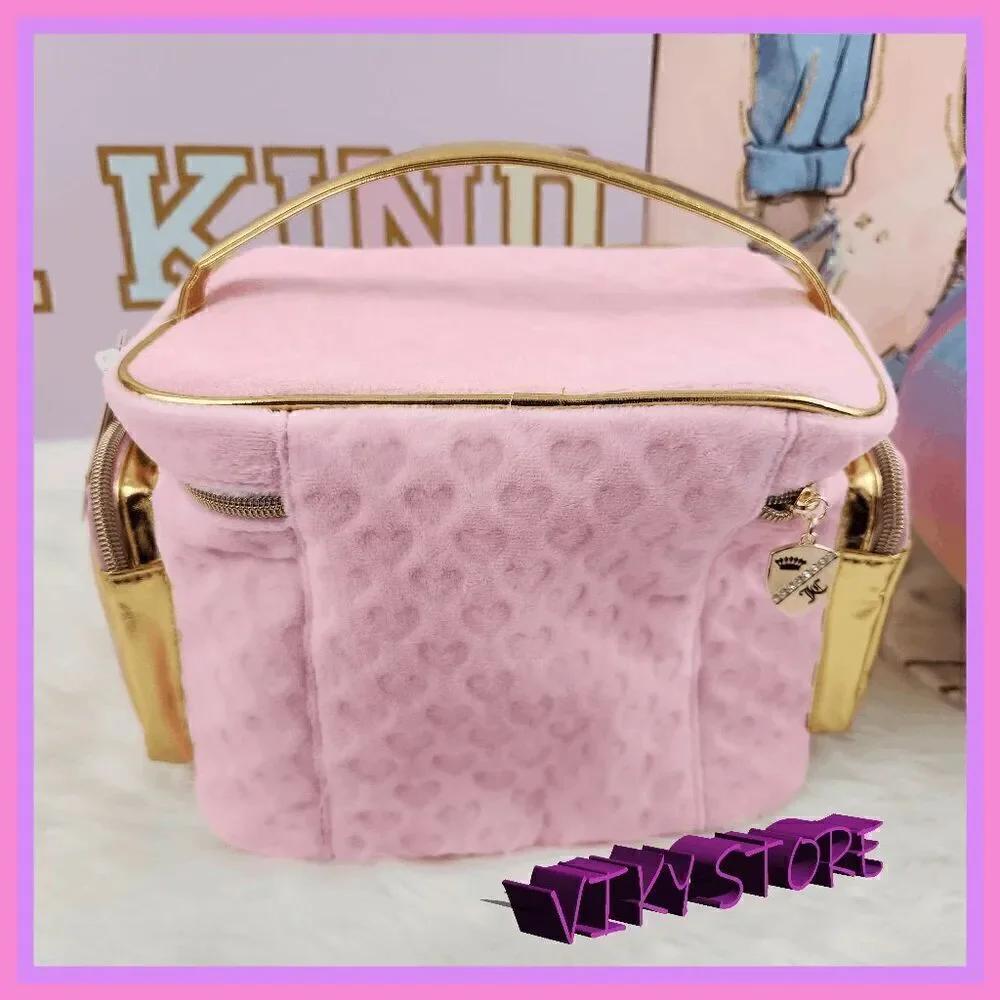 NWT 💖 {Juicy Couture} Glamorous Travel Companion:  Pink Velvet Gold Foil Train